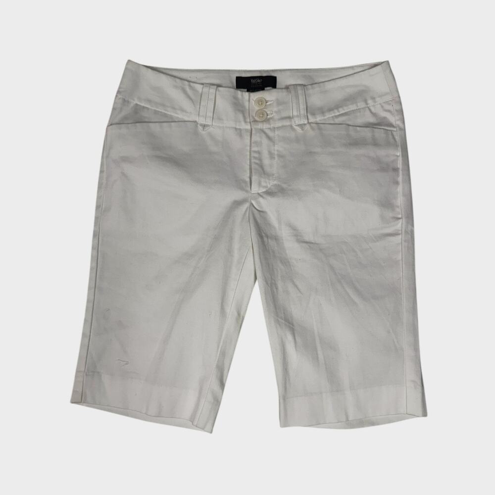 Mossimo Stretch Size 2 Fit 3 White Bermuda Shorts Cotton Spandex Blend